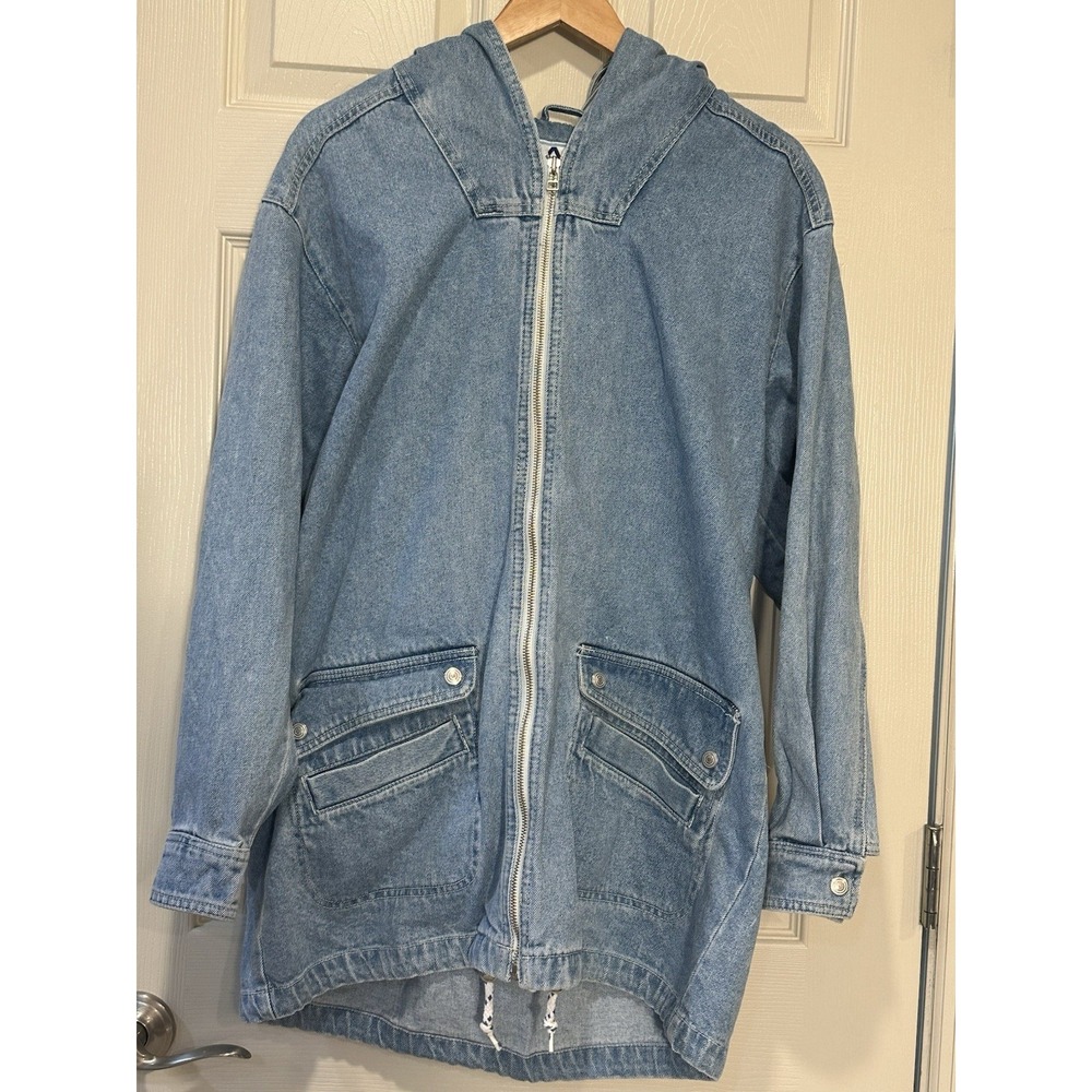Vintage Andy John's Denim Zip Up Hoodie Jacket Size M‎